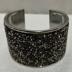 Wide‎ Chunky Cuff Bracelet Silver Tone Sparkly Statement Bangle Jewelry wedding